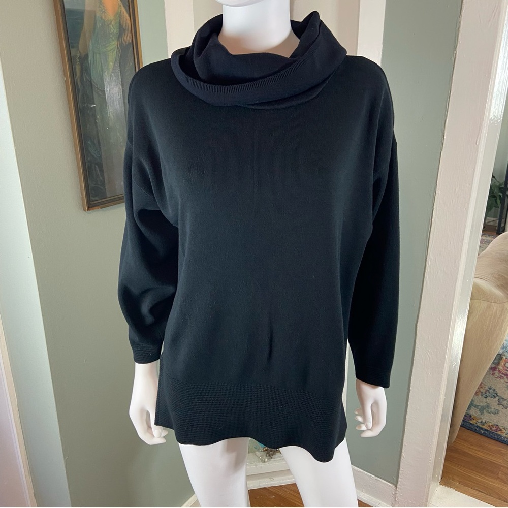 Vintage 80s 90s 1045 Park Black Cowl Neck Sweater turtleneck XLarge XL - Picture 1 of 9